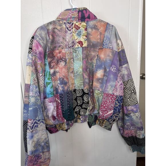 Vintage Patchwork Jacket Medium Mixed Media Boho Chic Tapestry Art Colorful - Picture 7 of 11